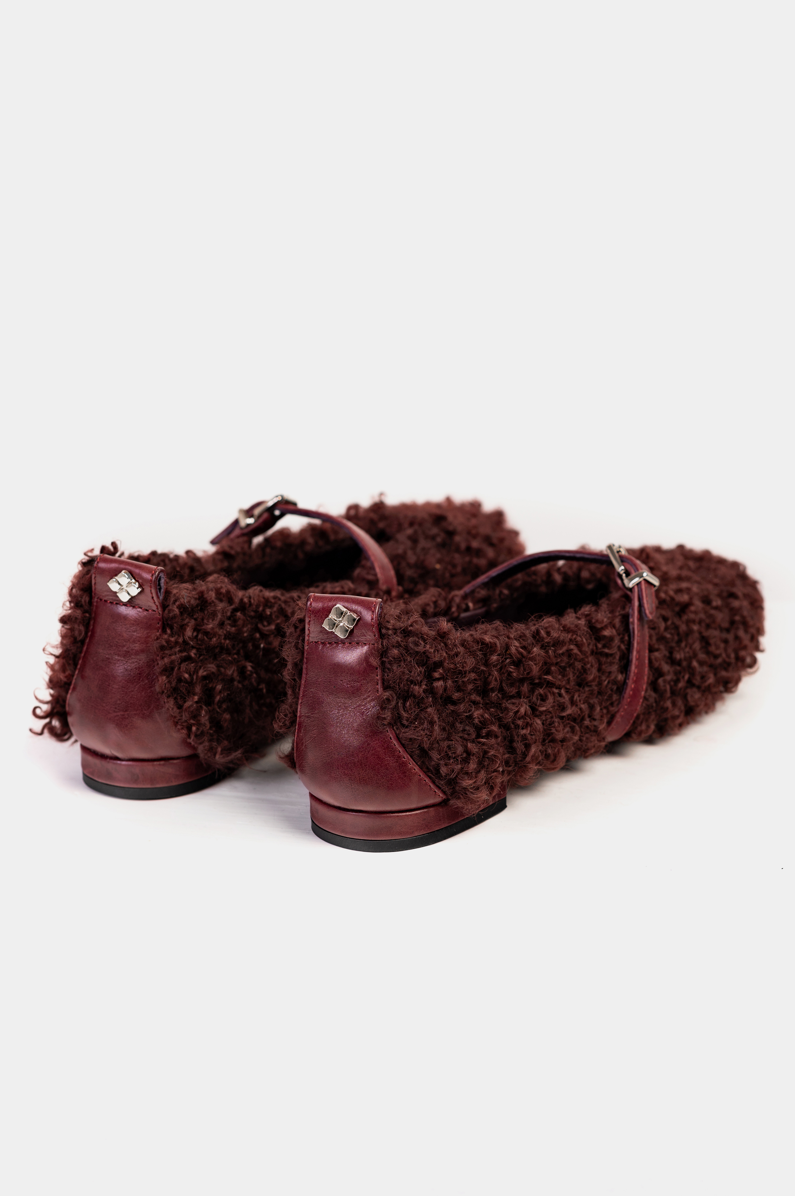 БАЛЕТКИ ХУТРЯНІ БОРДО | Фото 3