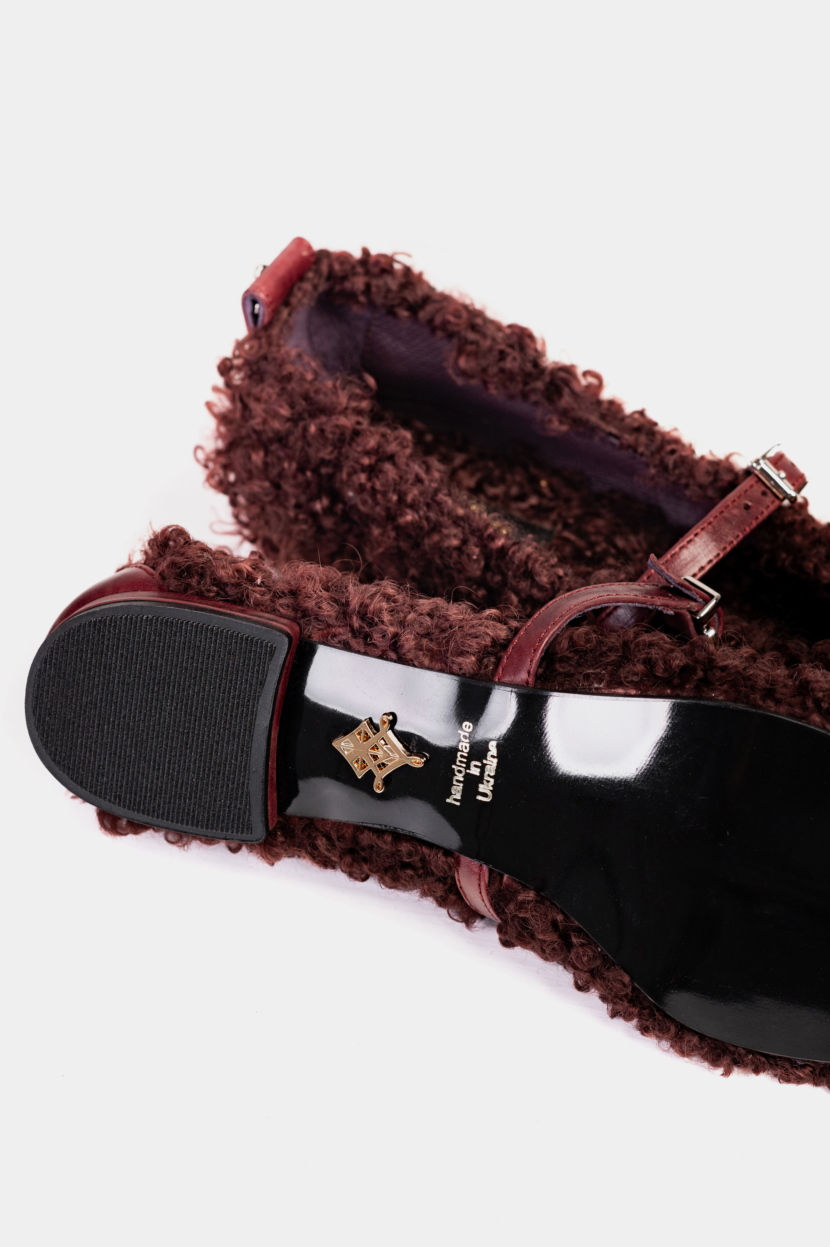 БАЛЕТКИ ХУТРЯНІ БОРДО | Фото 4