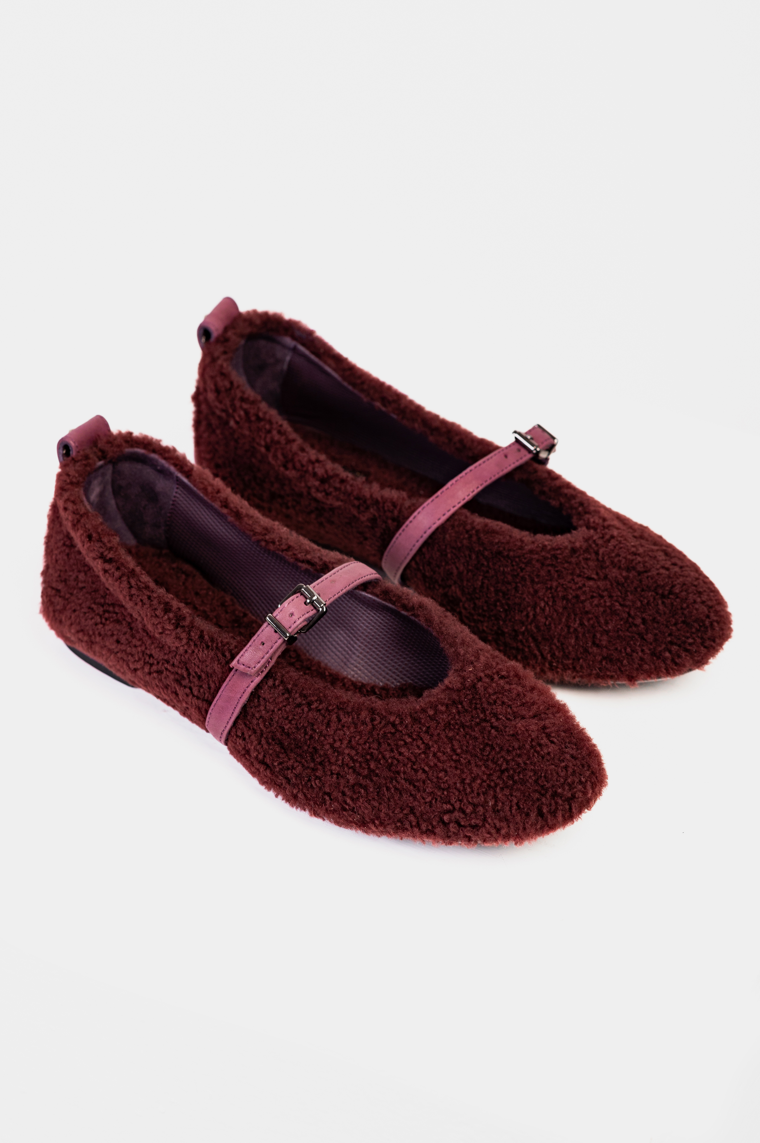 БАЛЕТКИ ХУТРЯНІ БУРГУНДІ