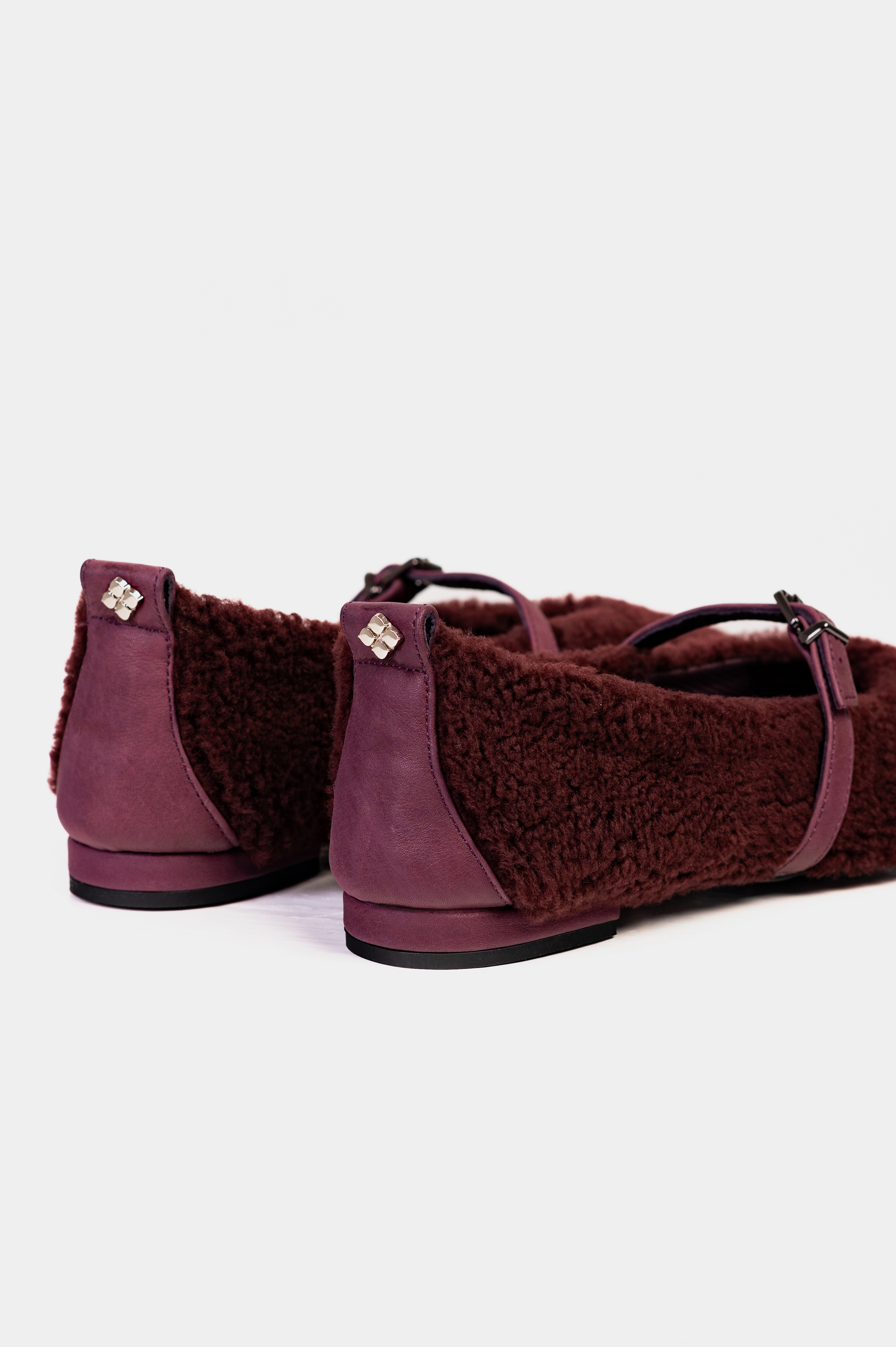 БАЛЕТКИ ХУТРЯНІ БУРГУНДІ | Фото 2