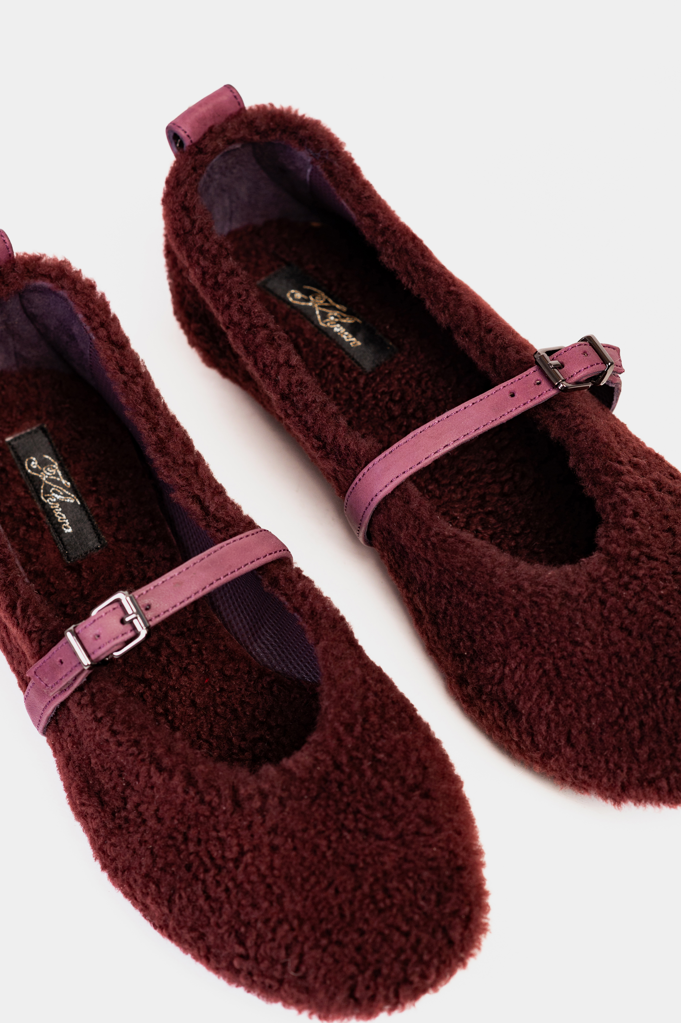 БАЛЕТКИ ХУТРЯНІ БУРГУНДІ | Фото 3