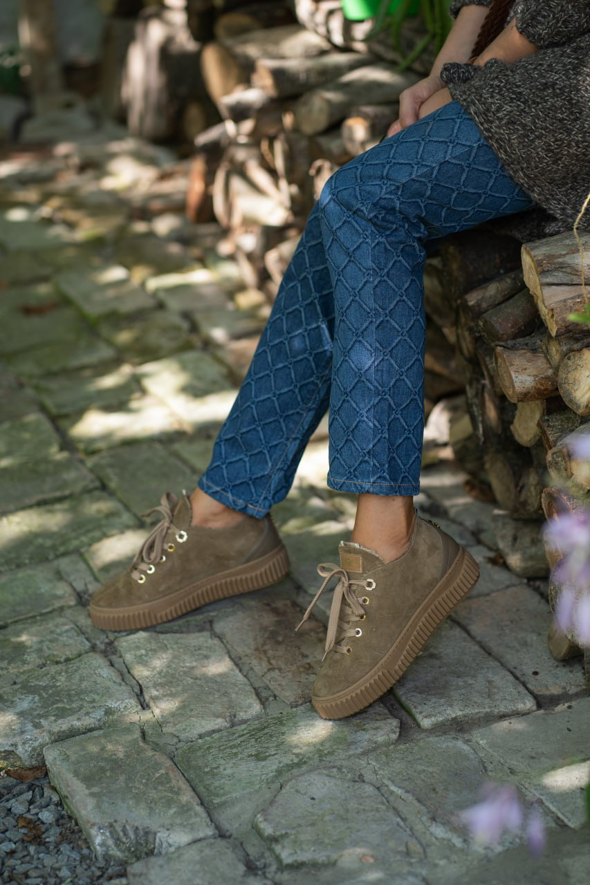 Кеди замшеві коричневі з хутром | Фото 5