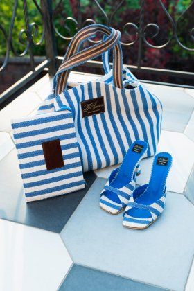 Striped bag in blue color